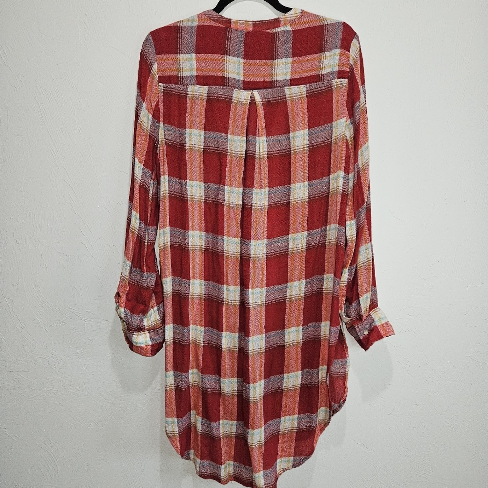 Anthropologie Akemi + Kin Tunic Red Plaid Womens Size Medium Rayon & Wool - Picture 7 of 12
